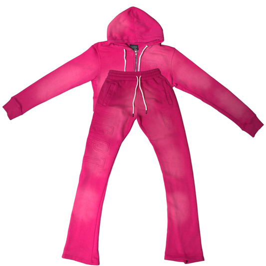 Girls Barbie Pink Embossed Sweatsuit