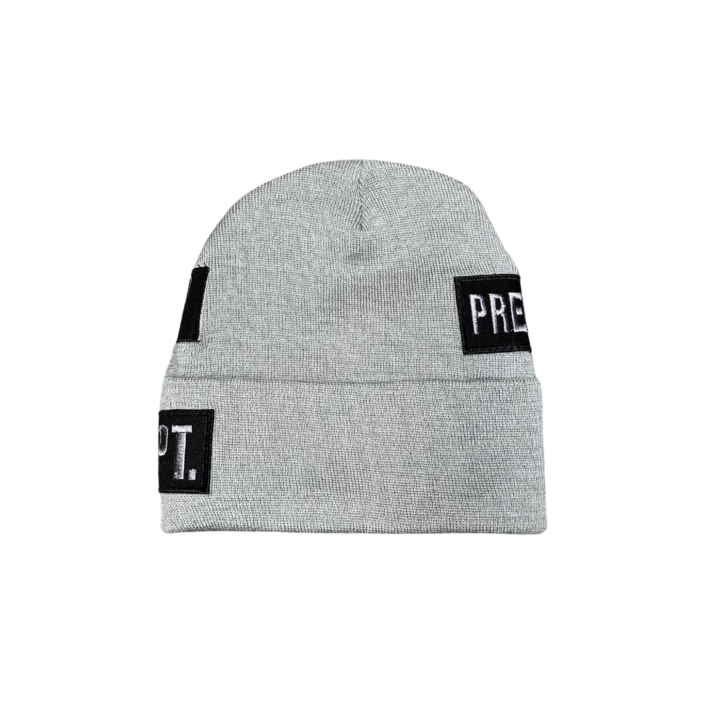 Cool Gray Patch Knitted Beanie