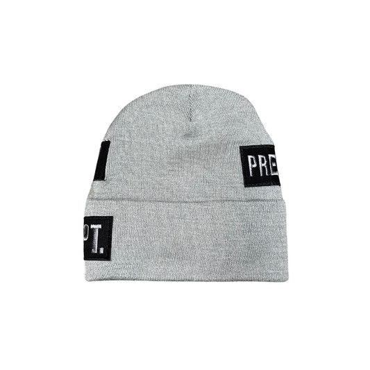Cool Gray Patch Knitted Beanie