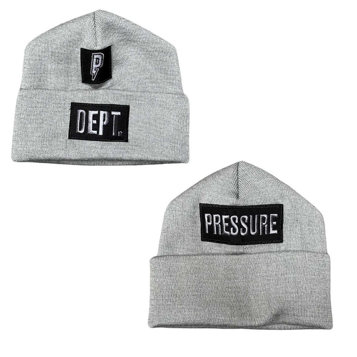 Cool Gray Patch Knitted Beanie