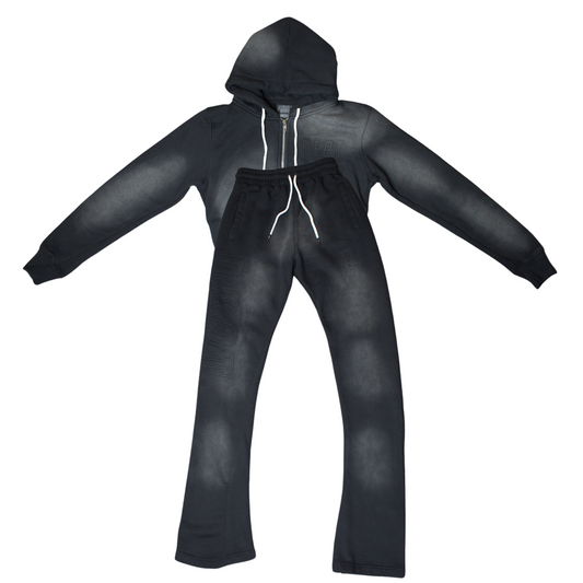 Girls Midnight Black Embossed Sweatsuit